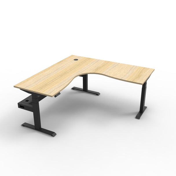 Rapidline Boost Plus Corner 1800 x 1800 x 750mm Workstation with Cable Tray Natural Oak / Black Satin