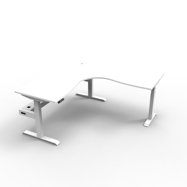 Rapidline Boost Plus Corner 1800 x 1800 x 750mm Workstation with Cable Tray Natural White / White Satin