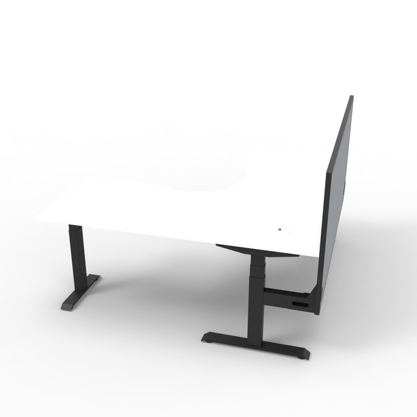 Rapidline Boost Plus Corner 1800 x 1800 x 750mm Workstation with Screen Natural White / Black Satin