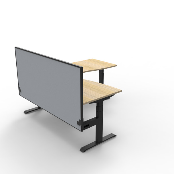 Rapidline Boost Plus 1800 x 1800 x 750mm Corner Workstation with Screen Natural Oak / Black Satin