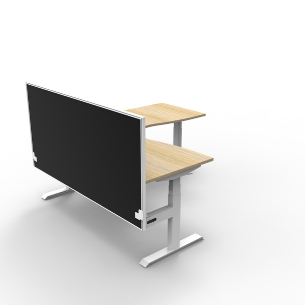 Rapidline Boost Plus 1800 x 1800 x 750mm Corner Workstation with Screen Natural Oak / White Satin