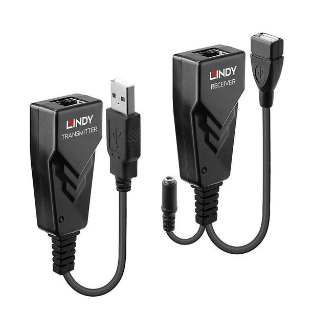Lindy 100m Cat6 USB 2.0 Extender Black
