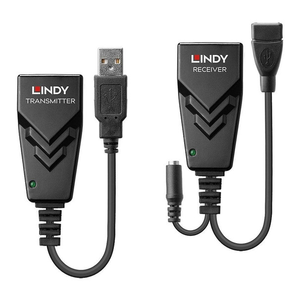 Cat6 USB 2.0 Extender Black Lindy 100m