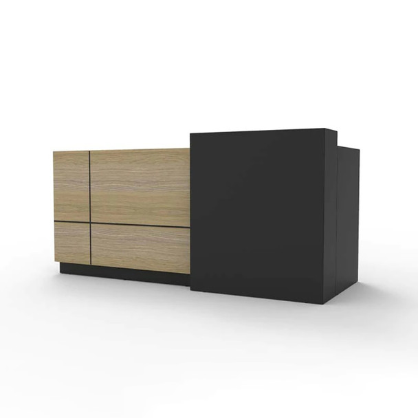 Rapidline Sempre Natural Oak / Black Reception Counter 2400 x 950mm