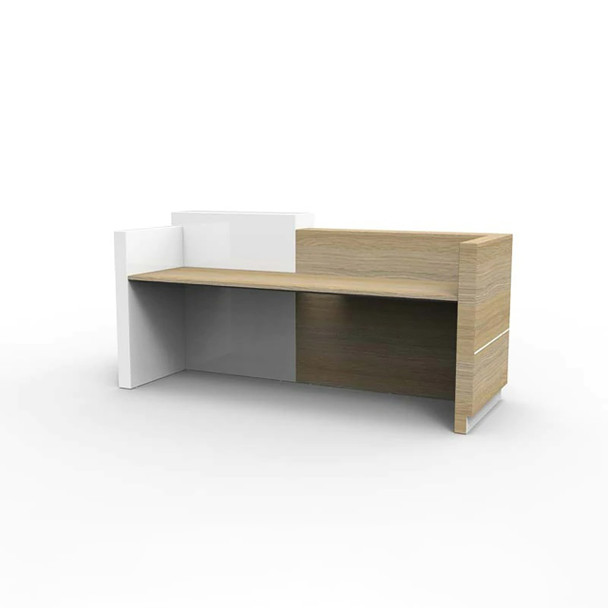 Rapidline Sempre 2400 x 950mm Natural Oak / White Reception Counter