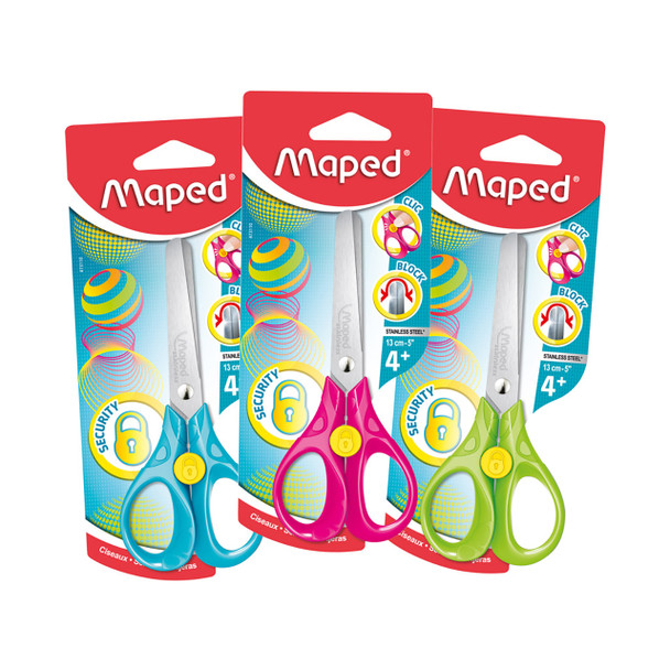 Maped Security 13cm Scissors Assorted Colour Pack of 12