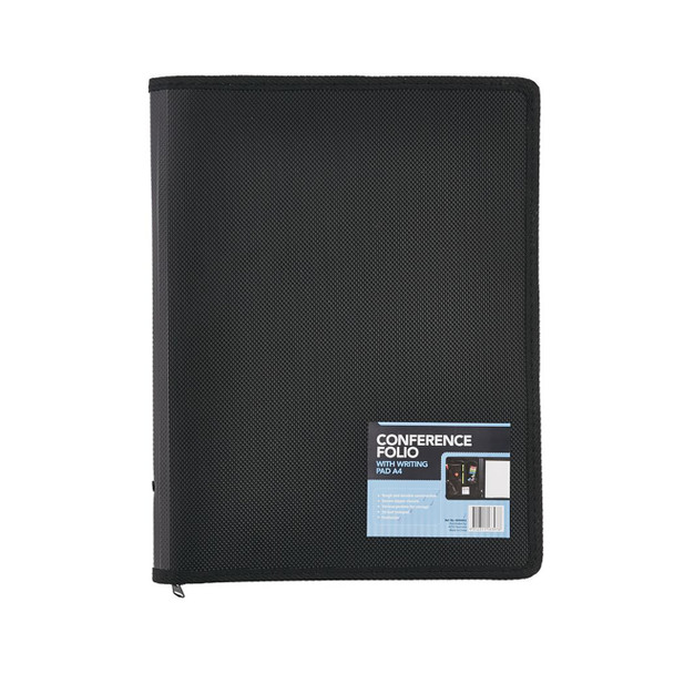 Marbig Conference Folio with Zip Black