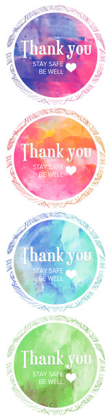 Warehouse and Shipping Labels Thank You Stay Safe Be Well 4 Designs 40 x 40mm Roll of 1000
