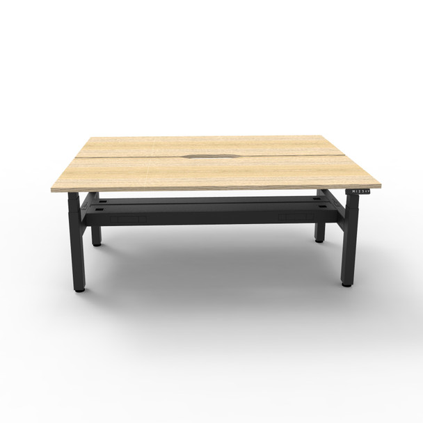 Rapidline Boost Plus Workstation Back to Back 1500 x 750mm with Cable Tray Natural Oak / Black Satin