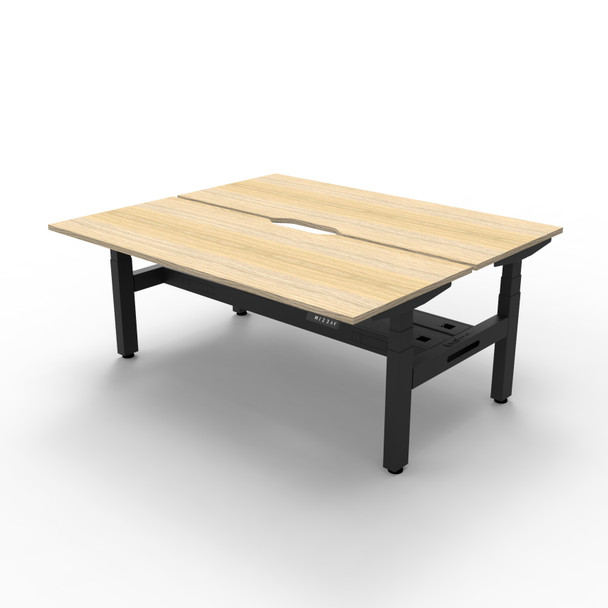 Rapidline Boost Plus 1500 x 750mm Back to Back Workstation with Cable Tray Natural Oak / Black Satin