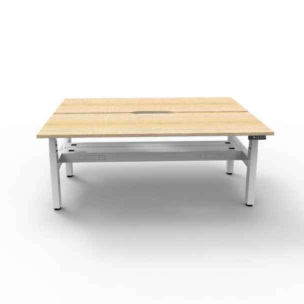 Rapidline Boost Plus Workstation Back to Back 1500 x 750mm with Cable Tray Natural Oak / White Satin