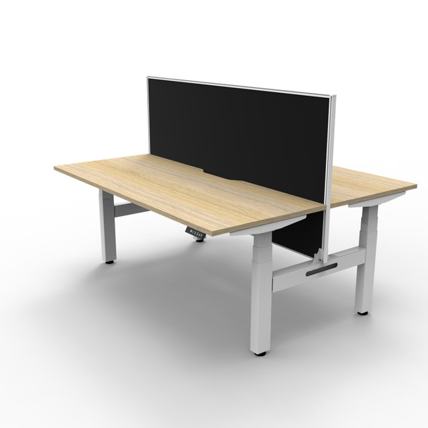 Rapidline Boost Plus 1500 x 750mm Back to Back Workstation with Screen Natural Oak / White Satin