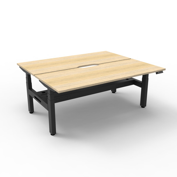 Rapidline Boost Plus Back to Back Workstation 1800 x 750mm with Cable Tray Natural Oak / Black Satin
