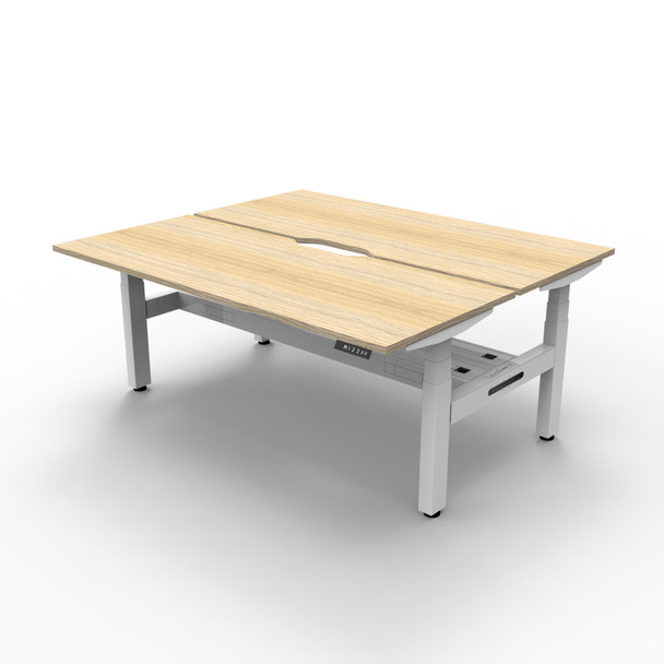 Rapidline Boost Plus 1800 x 750mm Back to Back Workstation with Cable Tray Natural Oak / White Satin