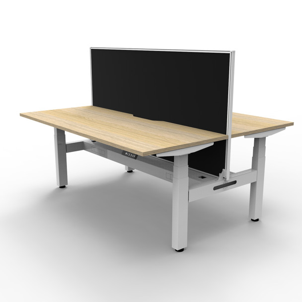 RAPIDLINE B+2PWSCT1275 NO/WS BOOST+ BACK TO BACK WORKSTATION WITH SCREEN & CABLE TRAY WHITE BASE / NATURAL OAK TOP