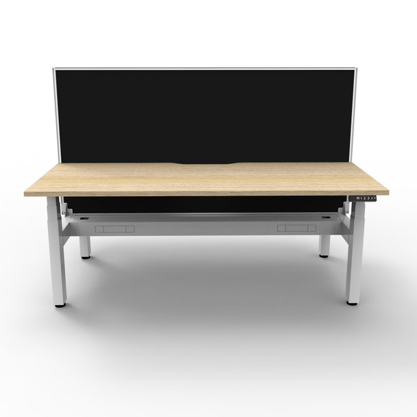 RAPIDLINE B+2PWSCT1275 NO/WS BOOST+ BACK TO BACK WORKSTATION WITH SCREEN & CABLE TRAY WHITE BASE / NATURAL OAK TOP