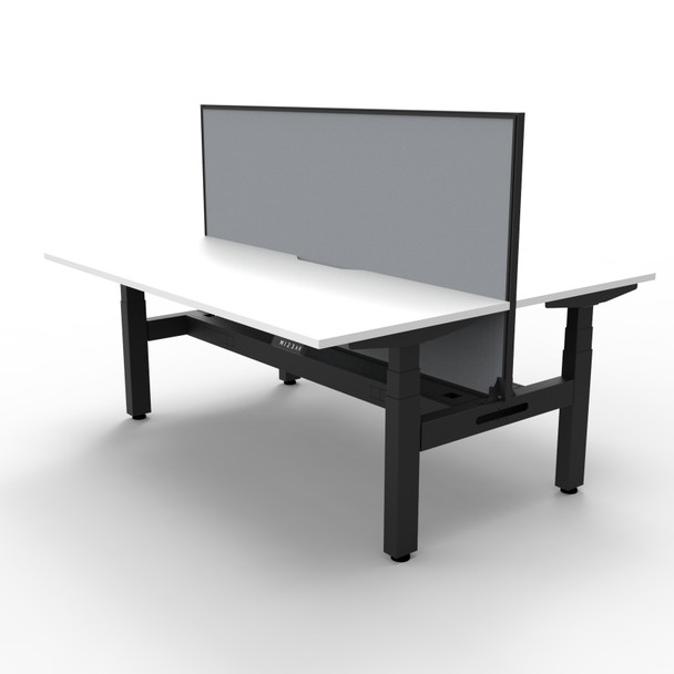Rapidline Boost Plus 1800 x 750mm Back to Back Workstation with Screen and Cable Tray Natural White / Black Satin