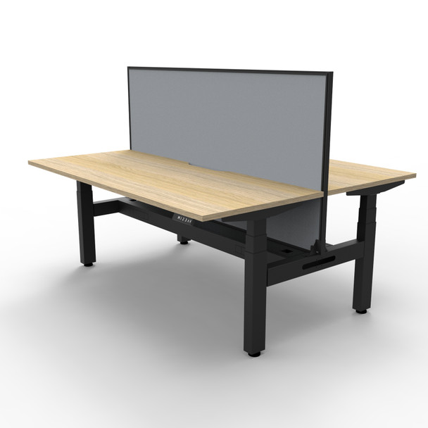 Rapidline Boost Plus 1800 x 750mm Back to Back Workstation with Screen and Cable Tray Natural Oak / Black Satin