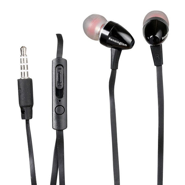 Kensington Stereo Earphone with Mic and Volume Black