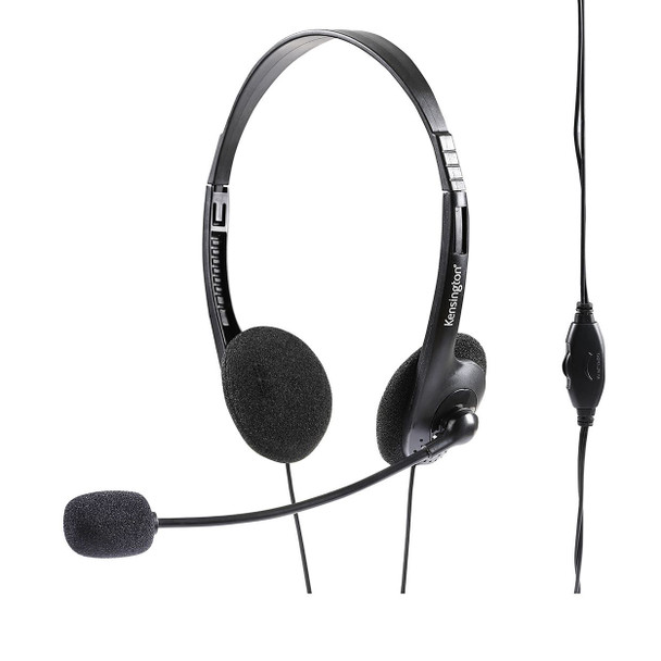 Kensington Lightweight Headphone with Mic and Volume Black