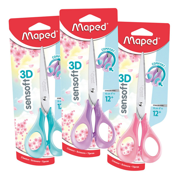 Maped Sensoft 16cm Scissors Pastel Colour Pack of 12