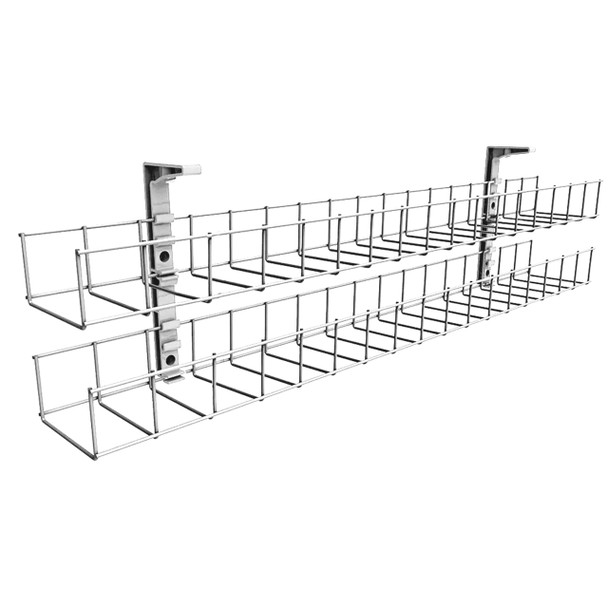 Rapidline SWBK15502G2D WH Dual Tier Cable Basket Kit 2 GPO 2 Data Tiles 1550mm White | It's A Mega Thing