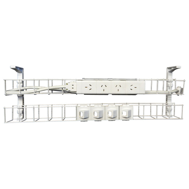 Rapidline Black Dual Tier Cable Basket Kit 1550mm 4 GPO 4 Data 2.5m Interconnecting Lead