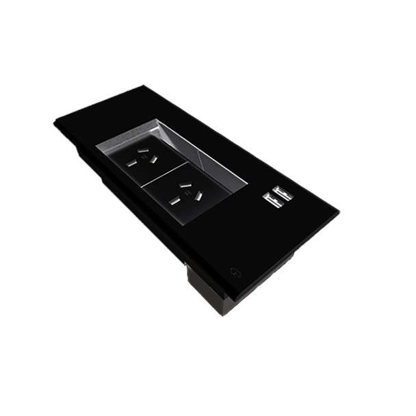 Rapidline Surface Mounted Flip Box 2 GPO 2 USB-A Black