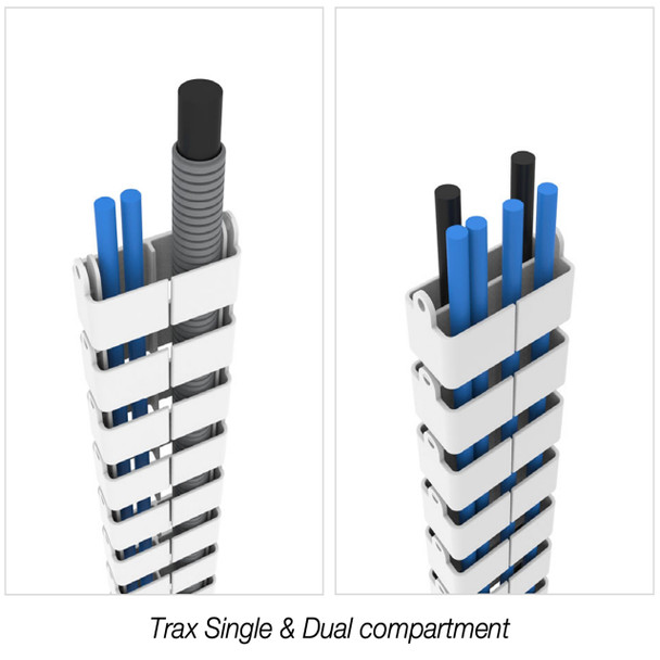 Rapidline Umbilical Black Trax Dual Compartment Workstation