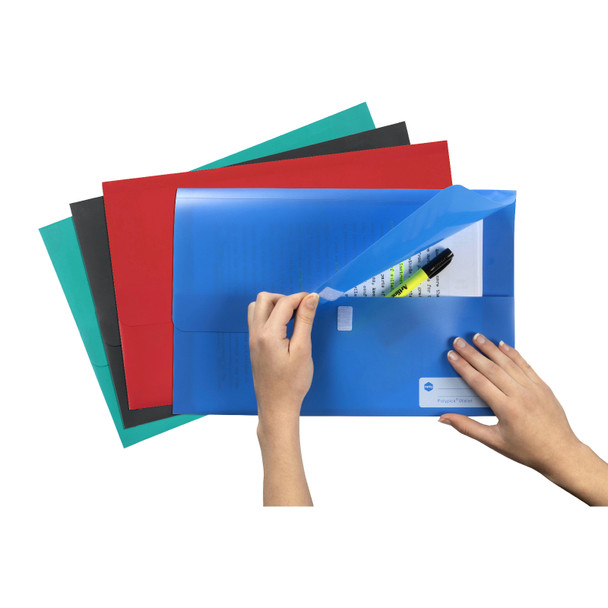 Marbig Foolscap Polypick Document Wallet Assorted Bulk Pack of 96