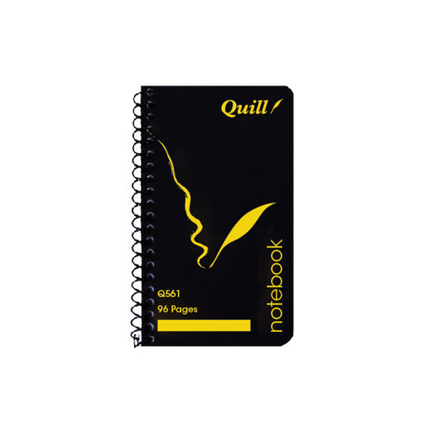 Quill Q Series Notebook 70gsm PP 147 x 87mm Side Opening 96 Pages Black Pack of 10