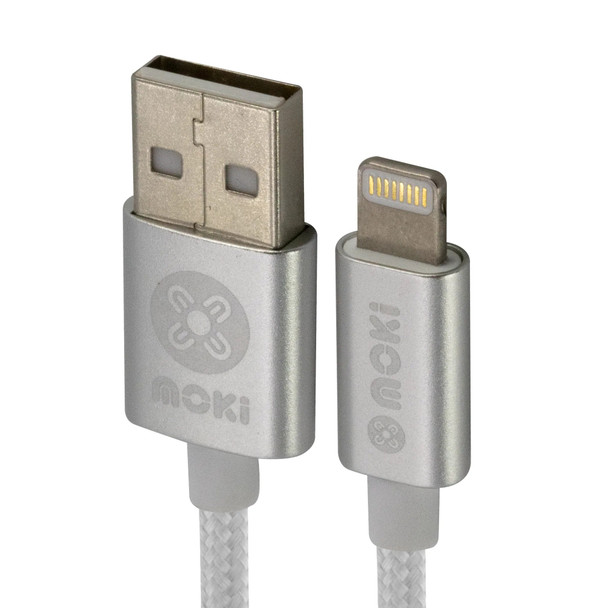 Moki Lightning to USB SynCharge Braided Cable 3m Silver