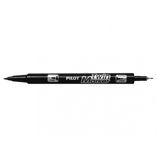 Pilot BegreeN Twin Permanent Marker Dual Nib Black Box of 10