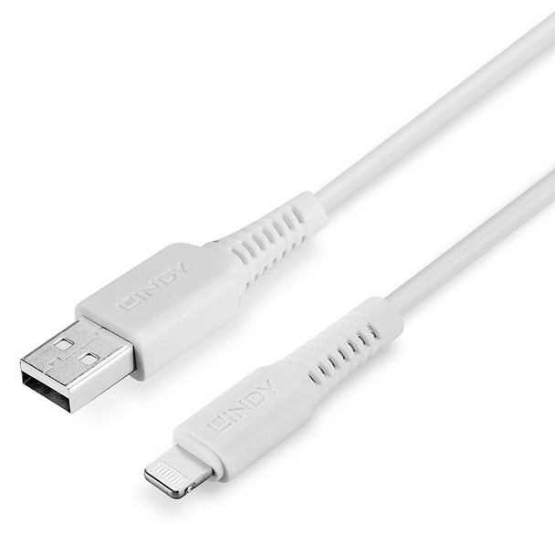 White 0.5m USB Type A to Lightning Cable Lindy
