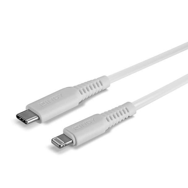 White 2m USB Type C to Lightning Cable Lindy