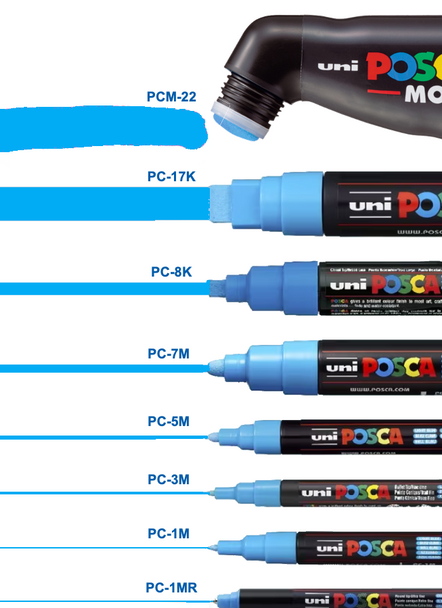 Posca Paint Marker Pen Silver Assorted Tip Sizes Wallet of 4