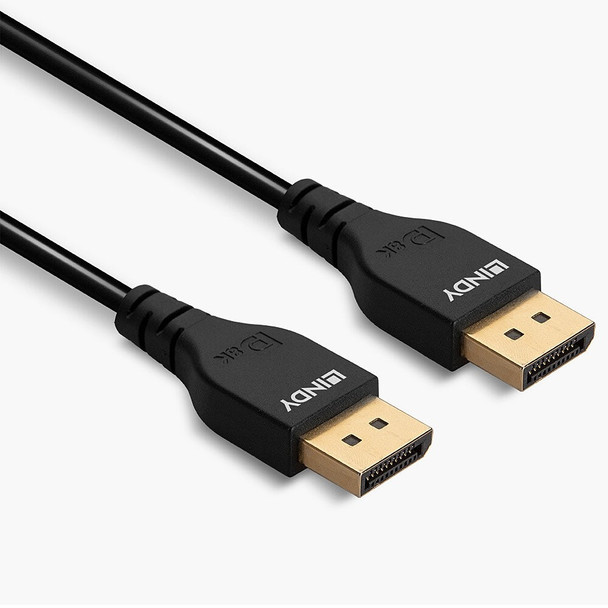 Slim DisplayPort 1.4 Cable Black Lindy 2m