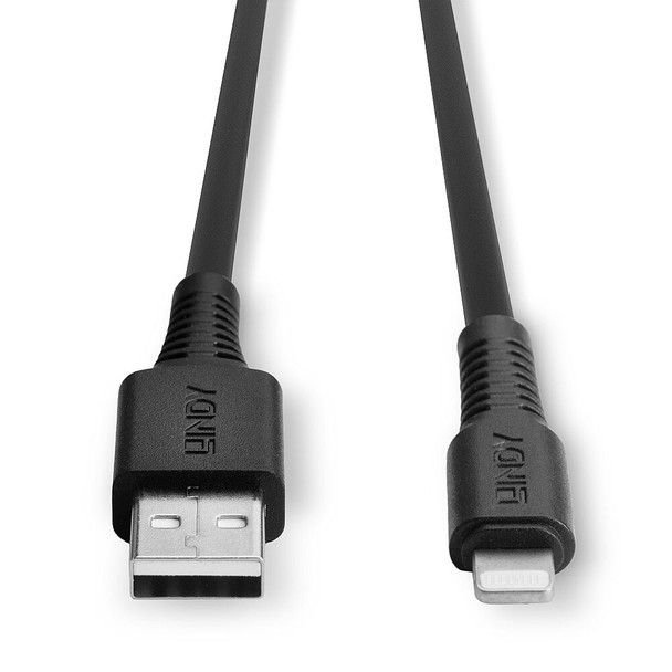 Lindy Black 2m USB Type A to Lightning Cable