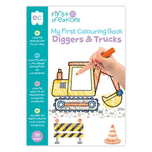 Educational Colours First Creations My First Colouring Book Diggers and Trucks | It's A Mega Thing