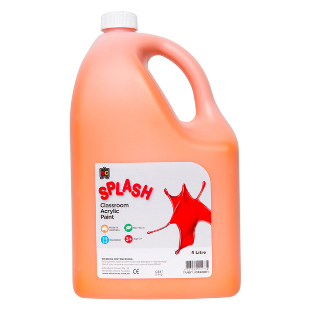 Educational Colours Splash Classroom Acrylic Paint 5L Tangy (Orange) | It's A Mega Thing