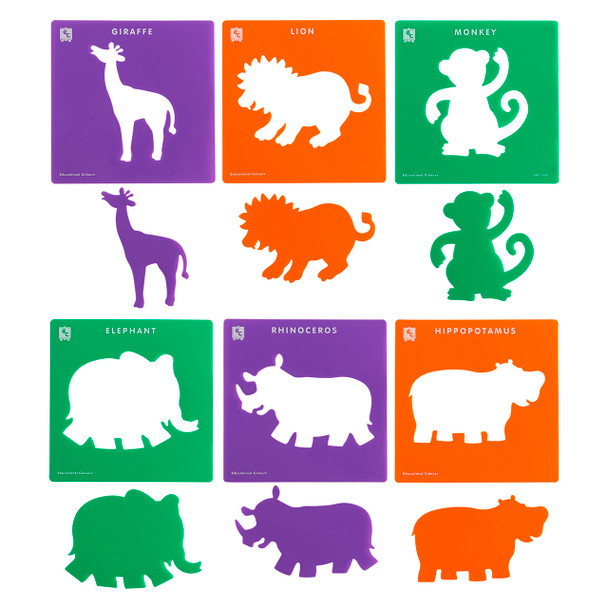 Educational Colours Jungle Animals Stencils Set of 6 | It's A Mega Thing