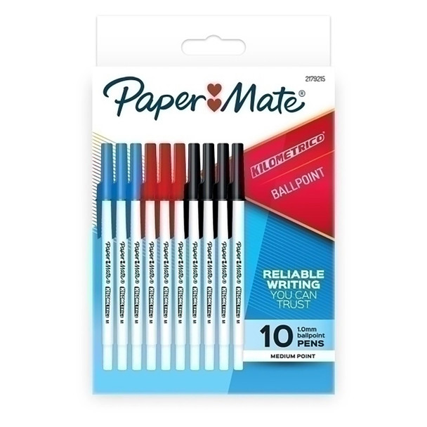 PaperMate Kilometrico Ballpoint Pens 1.0mm Business Assorted Pack 10 - Box of 12 | It's A Mega Thing