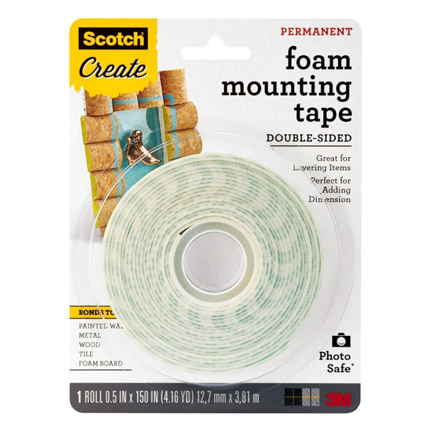 Scotch 4013-CFT Foam Mounting Tape 12.7mm x 3.81m Box of 6