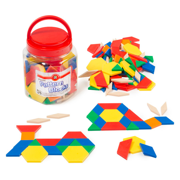 Learning Can Be Fun Solid Plastic Pattern Blocks Jar of 126 | It's A Mega Thing