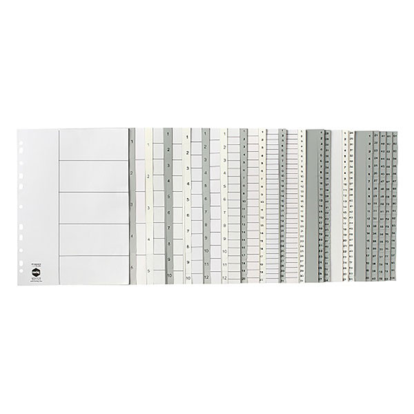 Marbig A4 Indices and Dividers 1-10 Tab PP Grey