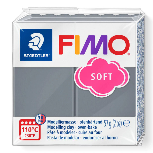 Fimo 8020 T Soft Standard Block 57g - Stormy Grey | Mega Office Supplies