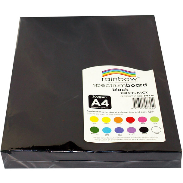 Rainbow Spectrum Board A4 220gsm Black Pack of 100