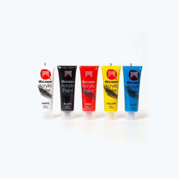 Micador Primary Acrylic Paint 30ml Assorted Pack of 5