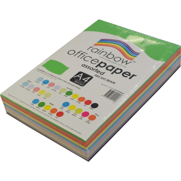 Rainbow Office Paper A4 80gsm Assorted Pack of 500