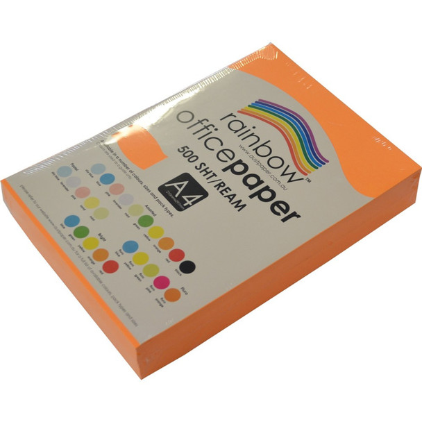 Copy Paper Rainbow A4 75gsm Fluoro Orange Pk500